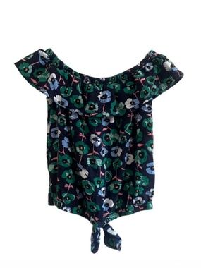4/$20➡️ Pine Kids Blue & Green Floral Off Shoulder Tie Blouse – Size 4/5 GUC